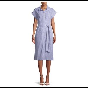 Time and Tru Women's Striped Belted Shirt Dress